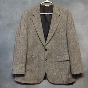 Vintage Christopher Hayes 100% Wool 44R Herringbone Blazer Made in USA Jacket